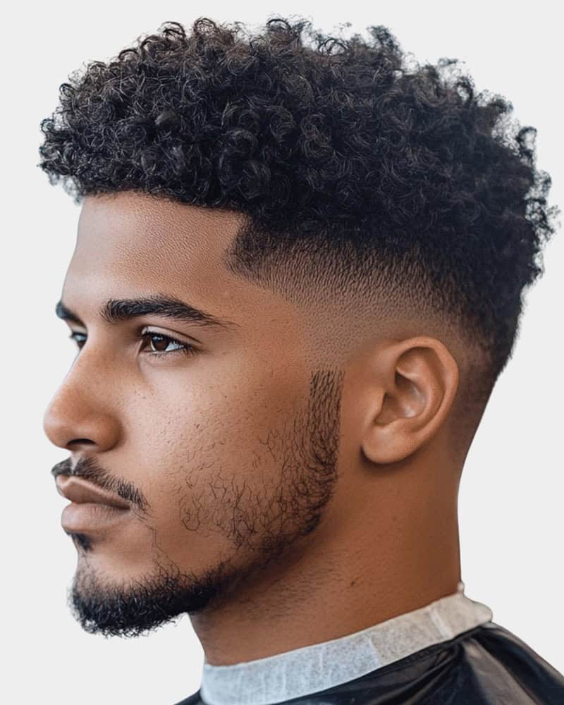 Before: Curly crop faded to a short buzz cut