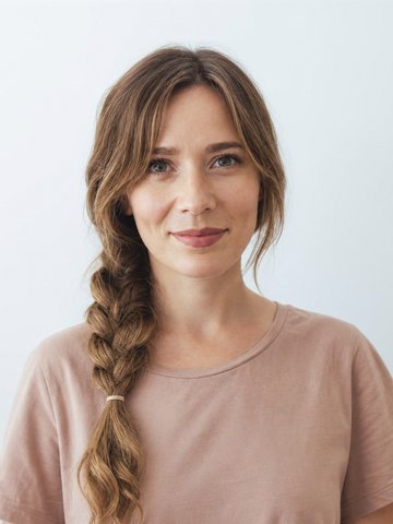 After: Side braid with curtain bangs